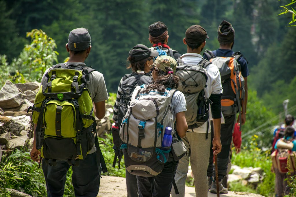 Exciting Things to Do in Halkidiki 7 An adventurous group hike in a lush forest setting with vibrant green surroundings.